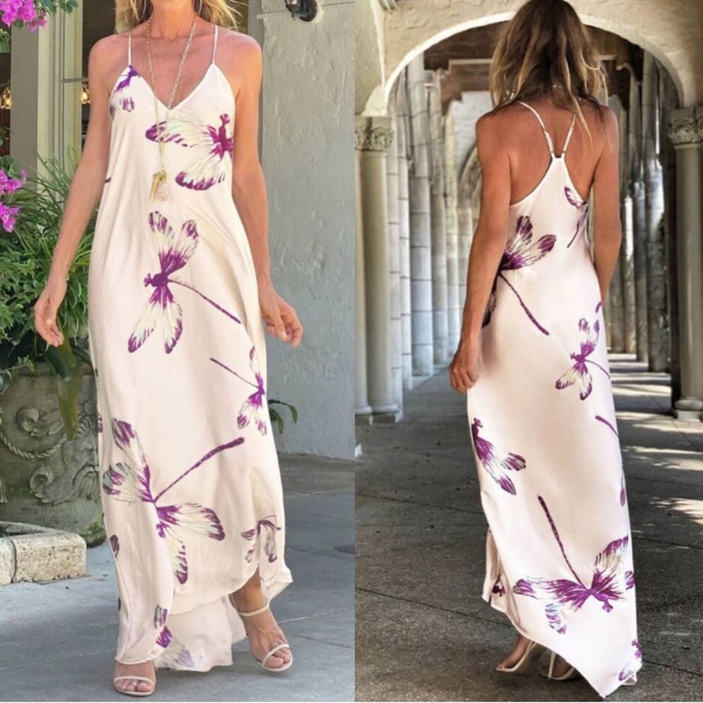 Boho floral print cami maxi dress